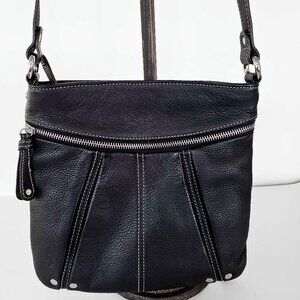 Tignanello Black Pebbled Leather Crossbody Bag